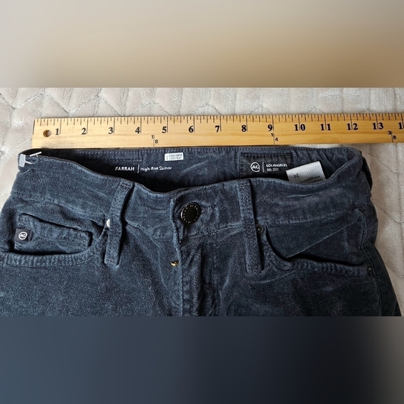 Ag Adriano Goldschmied Farrah High Rise Skinny Gray Velvet Jeans Sz 24 EUC - Picture 3 of 13